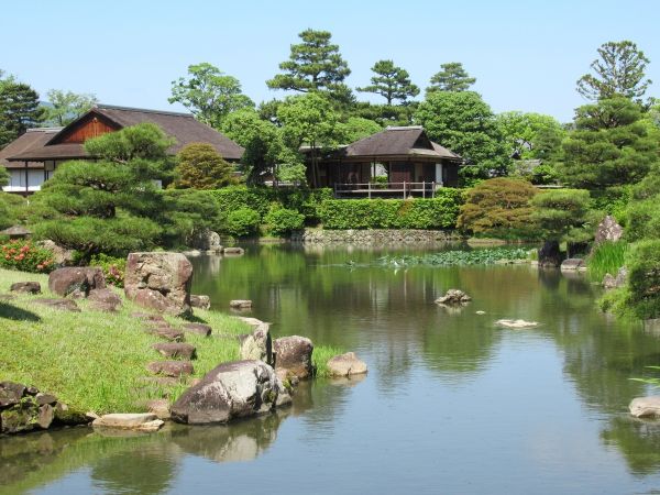 Pond and garden at Katsura Imperial Villa in Kyoto