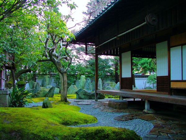 Traditional house and Japanese garden at the Shigemori Mirei Garden Museum in Kyoto